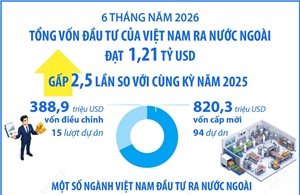 Sáu tháng năm 2026: Đầu tư của Việt Nam ra nước ngoài đạt 1,21 tỷ USD