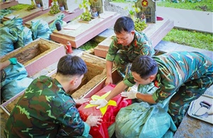 Lấy mẫu ADN với các phần mộ chưa xác định được thông tin tại Nghĩa trang Liệt sĩ quốc gia A1