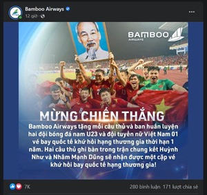 Bamboo Airways ‘thưởng nóng’ tuyển bóng đá nam U23 và nữ Việt Nam vô địch SEA Games 31