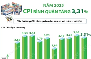 CPI bình quân năm 2025 tăng 3,31%