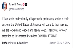 Biểu tình ở Iran: Tổng thống Trump tuyên bố đã ‘khoá mục tiêu’ và 'sẵn sàng hành động'