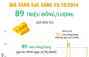 Vàng SJC sáng 25/10/2024: 89 triệu đồng/lượng