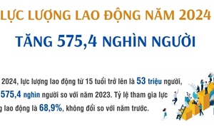 Năm 2024, lực lượng lao động tăng 575,4 nghìn người