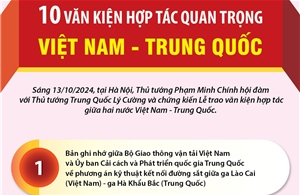 10 văn kiện hợp tác quan trọng Việt Nam - Trung Quốc