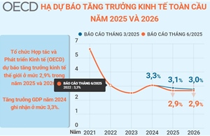 OECD hạ dự báo tăng trưởng kinh tế toàn cầu năm 2025 và 2026