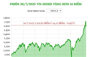 Phiên 30/7/2025: VN-Index tăng hơn 14 điểm