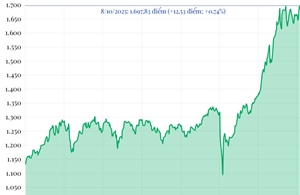 Phiên 8/10/2025: VN-Index tăng gần 13 điểm