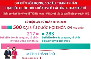 Dự kiến số lượng, cơ cấu, thành phần đại biểu Quốc hội khóa XVI ở các tỉnh, thành phố