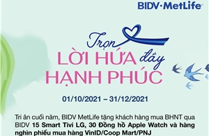 BIDV MetLife tri ân khách hàng cuối năm với ‘Trọn lời hứa- Đầy hạnh phúc’