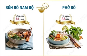 Bún bò Nam Bộ và phở bò lọt Top 100 món ăn ngon nhất thế giới