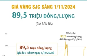 Vàng SJC sáng 1/11/2024: 89,5 triệu đồng/lượng