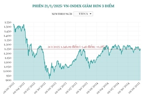 Phiên 21/1, VN-Index giảm hơn 3 điểm