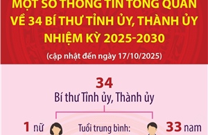 Thông tin tổng quan về 34 Bí thư tỉnh ủy, thành ủy nhiệm kỳ 2025-2030