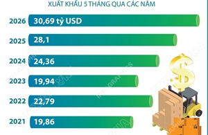 5 tháng năm 2026: Xuất khẩu nông, lâm, thủy sản vượt 30 tỷ USD