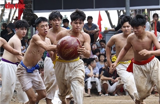 Trai tráng làng Thúy Lĩnh đua tranh vật cầu