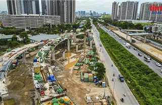 Hình ảnh nút giao Vành đai 3,5 - Đại lộ Thăng Long dần lộ diện
