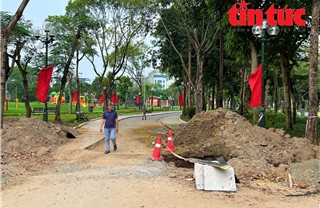 Hiện trạng thi công hệ thống chống ngập tại Công viên Cầu Giấy