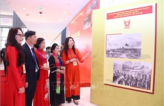 Đại biểu dự Đại hội Thi đua yêu nước toàn quốc lần thứ XI tham quan Trưng bày ảnh của TTXVN