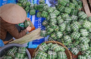 Bức tranh Tết ở làng bánh chưng Tranh Khúc