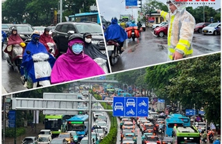 Giao thông Hà Nội ùn tắc trong mưa rét 