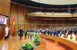 Hình ảnh Lễ tuyên thệ và phát biểu nhậm chức của Thủ tướng Lê Minh Hưng