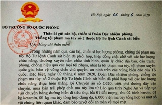 Đại tướng Ngô Xuân Lịch gửi thư khen lực lượng Cảnh sát biển vì có thành tích phá án ma túy