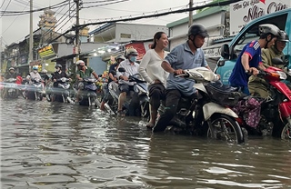  TP Hồ Chí Minh: Triều cường dâng cao, nhiều tuyến đường ngập sâu