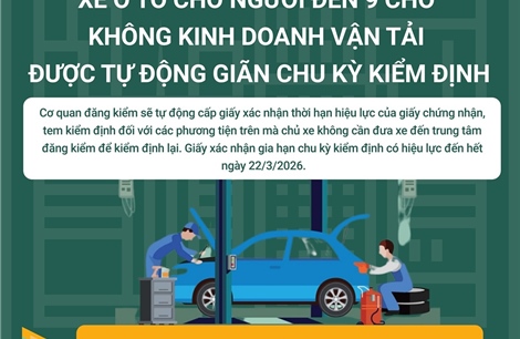 Tự động giãn chu kỳ kiểm định cho ô tô đến 9 chỗ không kinh doanh vận tải