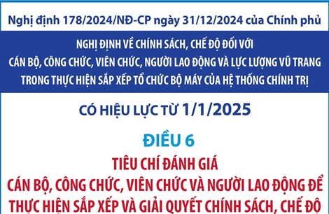 Tiêu chí đánh giá cán bộ, công chức, viên chức để thực hiện sắp xếp, giải quyết chế độ