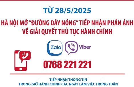 Hà Nội mở &#39;Đường dây nóng&#39; tiếp nhận phản ánh về giải quyết thủ tục hành chính từ 28/5