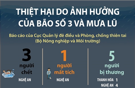 Thiệt hại do ảnh hưởng của bão số 3 và mưa lũ