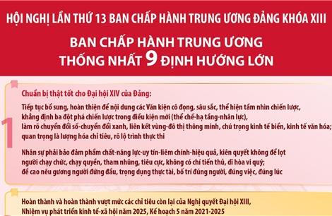 Hội nghị lần thứ 13 Ban Chấp hành Trung ương Đảng khóa XIII: Ban Chấp hành Trung ương thống nhất 9 định hướng lớn