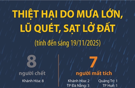 Thiệt hại do mưa lớn, lũ quét, sạt lở đất (tính đến sáng 19/11/2025)