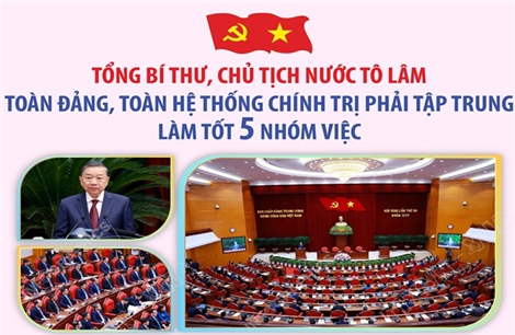 Hội nghị Trung ương 3: Tổng Bí thư, Chủ tịch nước Tô Lâm yêu cầu làm tốt 5 nhóm việc