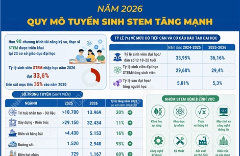 Năm 2026: Quy mô tuyển sinh STEM tăng mạnh