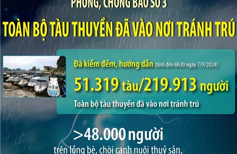 Phòng, chống bão số 3: Toàn bộ tàu thuyền đã vào nơi tránh trú