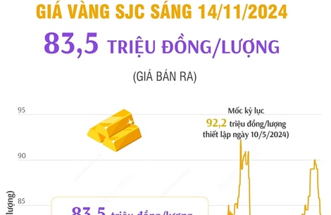 Vàng SJC sáng 14/11/2024: 83,5 triệu đồng/lượng