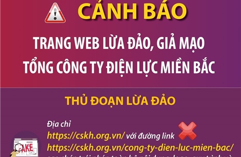Cảnh báo trang web lừa đảo, giả mạo Tổng công ty Điện lực miền Bắc