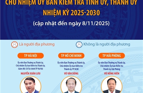Một số thông tin về Chủ nhiệm Ủy ban Kiểm tra các tỉnh ủy, thành ủy nhiệm kỳ 2025-2030 