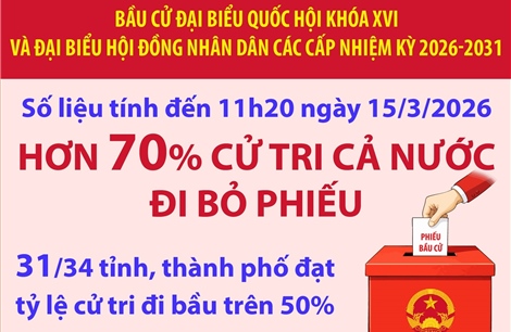 Hơn 70% cử tri đã đi bỏ phiếu (tính đến 11h20 ngày 15/3/2026)