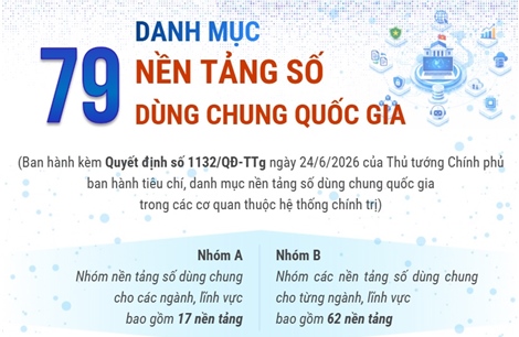 Danh mục 79 nền tảng số dùng chung quốc gia