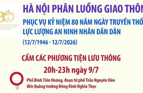 Phân luồng giao thông phục vụ Kỷ niệm 80 năm Ngày truyền thống lực lượng An ninh nhân dân 