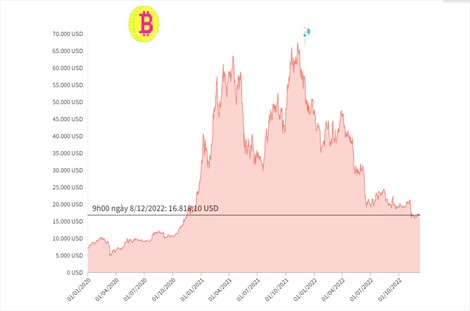 Giá Bitcoin giảm xuống dưới 17.000 USD