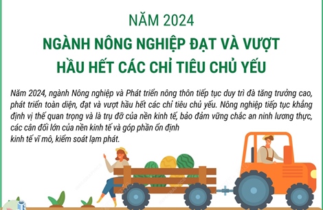 Năm 2024, ngành nông nghiệp đạt và vượt hầu hết các chỉ tiêu chủ yếu