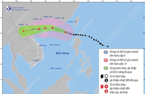 Đường đi của bão số 9 năm 2025: Dự báo từ 13h ngày 23/9 đến 13h ngày 26/9