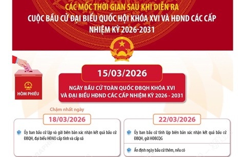 Các mốc thời gian sau khi diễn ra cuộc bầu cử đại biểu Quốc hội khóa XVI và HĐND các cấp nhiệm kỳ 2026-2031