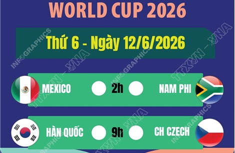 Lịch thi đấu World Cup 2026 ngày 12/6