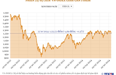 Phiên 25/10/2024: VN-Index giảm gần 5 điểm