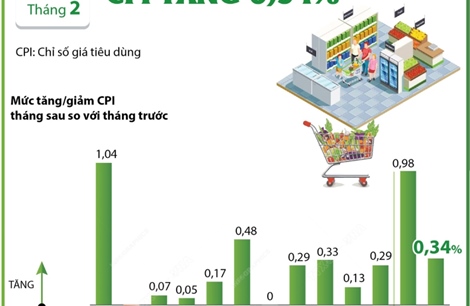 CPI tháng 2/2025 tăng 0,34%