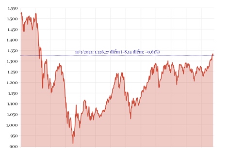 Phiên 13/3/2025: VN-Index giảm hơn 8 điểm